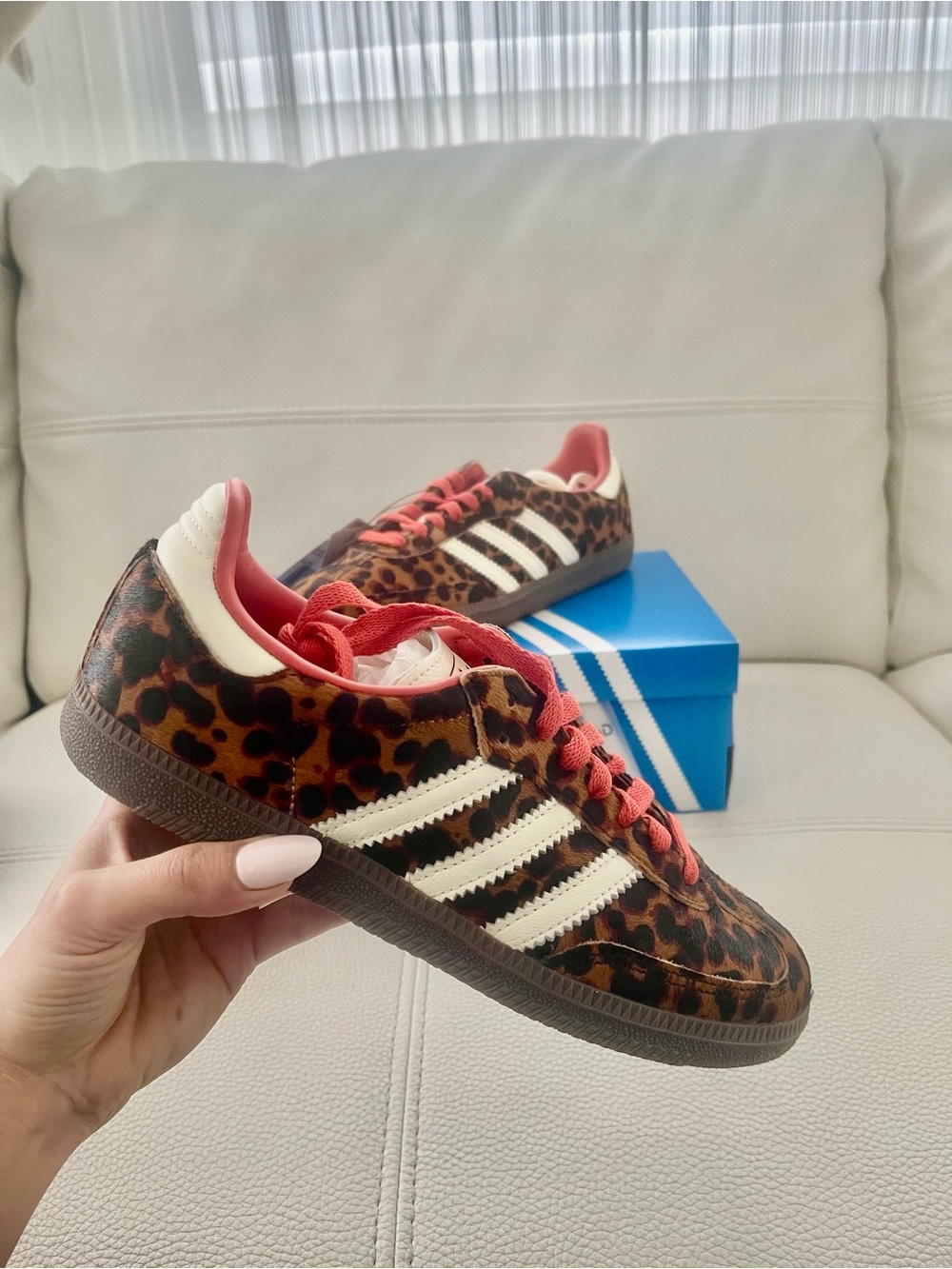 Adidas Samba OG Leopard Pony Hair Cream White Coral Women’s NWT JI273